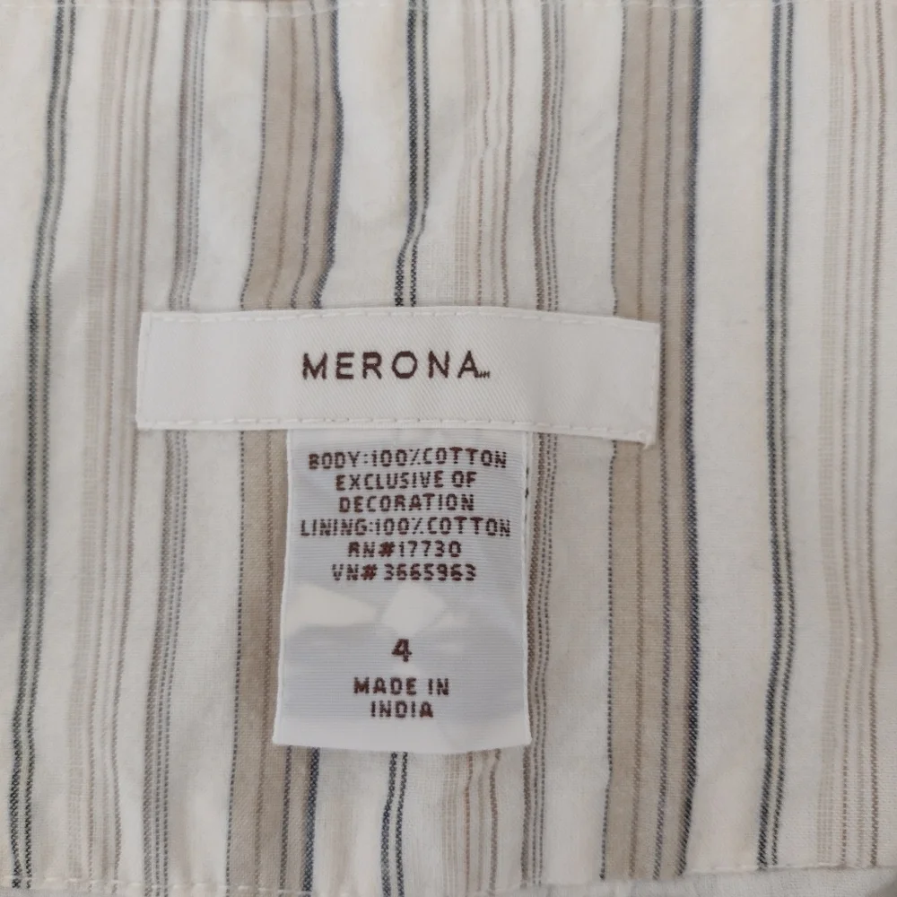 Merona Vintage Tan Floral A-line Cotton Skirt w/ Embroidery Size 4 - Picture 4 of 9